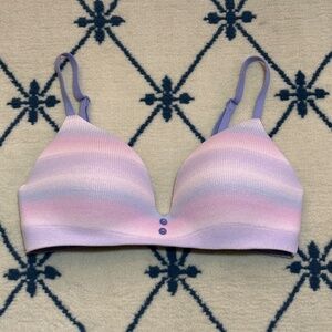 Victoria's Secret Women Pastel Multi Color Stripe Wireless Lightly Lined Bra